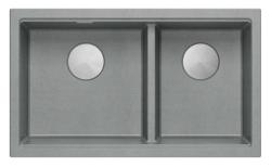 Quadri Newport II Двойна Сива Гранитна Поставка за Мивка 76x45 см със нержавейка пробка 1208971370