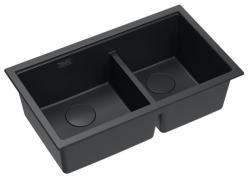 Quadri Newport II Двоен Гранитен Мивката 76x45 см с Черен плуг 1208971371
