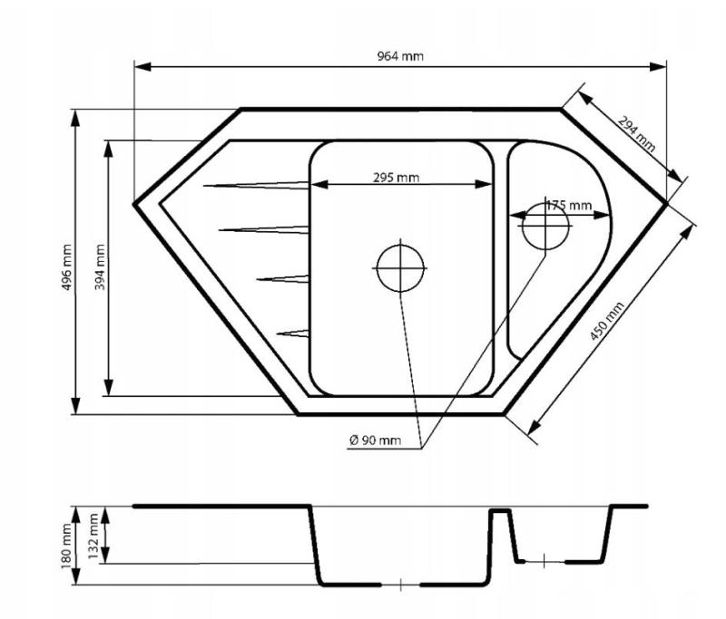 Graniteland Amiata Гранитни бежови ъглови мивки за повърхностен монтаж 965x496mm с RVS Плуг 1208971417