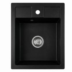 Graniteland Prest Гранитно черно мивка Tapwing с отвор за кран монтаж 400x500mm с неръждаема стоманена запушалка 1208971421