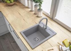 Graniteland Prest Гранитно сиво мивка Tapwing с отвор за кран, вградена 400x500mm с RVS щепсел 1208971425