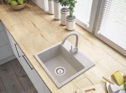 Graniteland Nera Гранитно мивко 45x42 см Бежово Възстановяване с отвор за кран и неръждаема пробка 1208971434