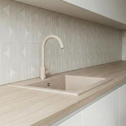 Graniteland Nera Гранитно мивко 45x42 см Бежово Възстановяване с отвор за кран и неръждаема пробка 1208971434