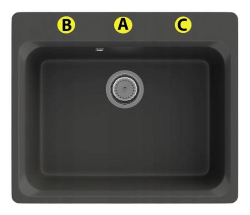 Graniteland Vastone Гранитна мивка 619x522 мм Черна С вграден отвор за смесител и неръждаема пробка 1208971443