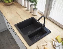 Graniteland Adda Гранитни черни 1.5 Мивка За монтаж 600x495mm 1208971454
