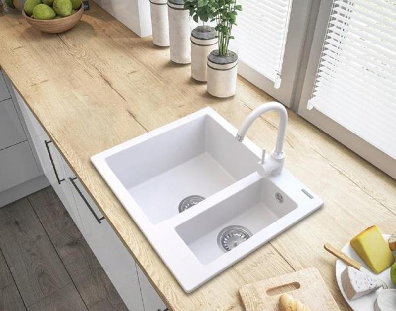 Graniteland Adda Гранитни Бели 1.5 Мивка за Монтаж 600x495mm 1208971455