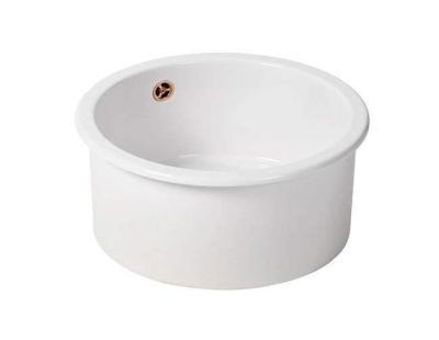 Ausmann Ceramic Ember Керамичен бял кръгъл мивка за повърхностен и подповърхностен монтаж с меден щепсел 1208971462