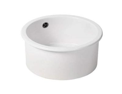 Ausmann Ceramic Ember Керамична Бяла Кръгла Мивка за Вграждане и Подграждане с Гън метална пробка 1208971463