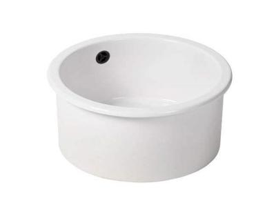 Ausmann Ceramic Ember Керамична Бяла Кръгла Мивка за Монтаж отгоре и отдолу с Черен щепсел 1208971464