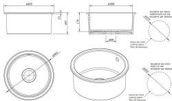 Ausmann Ceramic Ember Керамична бяла кръгла мивка за монтаж отгоре и отдолу с бял щепсел 1208971465