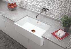 Ausmann Ceramic Mira Керамичен бял мивка - Подградна и междинна 795 x 460 мм с меден щепсел 1208971467