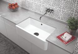 Ausmann Ceramic Mira Керамичен бял мивка - за вграждане и междинен монтаж 795 x 460 мм с Gun metal тапа 1208971468