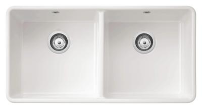 Ausmann Ceramic Mira Керамична Бяла Двойна Мивка - За Вграждане и Поставяне Между 890 x 456 мм с Бели Затвори 1208971475