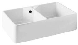 Ausmann Ceramic Mira Керамична Бяла Двойна Мивка - Подградна и Вградна 793 x 450 мм с отвор за смесител и Черен щепсел 1208971479