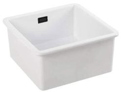 Ausmann Ceramic Ember Керамична Бяла Квадратна Мивка за Вграждане и Подграждане 40 x 40 см с Черен щепсел 1208971484