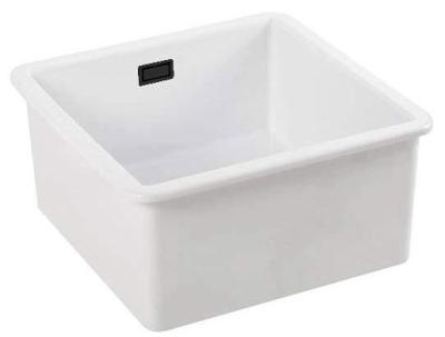 Ausmann Ceramic Ember Керамична Бяла Квадратна Мивка за Вграждане и Подграждане 40 x 40 см с Черен щепсел 1208971484