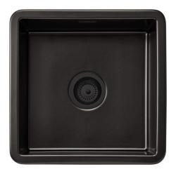 Ausmann Ceramic Ember Керамична Мат Черна Квадратна Мивка за Вграждане и Подграждане 40 x 40 см с Черен щепсел 1208971489