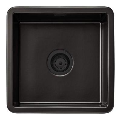 Ausmann Ceramic Ember Керамична Мат Черна Квадратна Мивка за Вграждане и Подграждане 40 x 40 см с Черен щепсел 1208971489