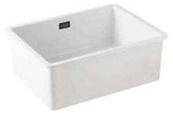 Ausmann Ceramic Ember Керамична бяла мивка - Монтаж отгоре и отдолу 54 x 40 см с метален щепсел в цвят Gun metal 1208971493