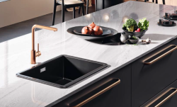 Ausmann Ceramic Ember Керамична мат черна мивка - Монтаж отгоре и отдолу 54 х 40 см с Gun metal тапа 1208971498