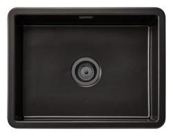 Ausmann Ceramic Ember Керамична мат черна мивка - Монтаж отгоре и отдолу 54 х 40 см с Gun metal тапа 1208971498