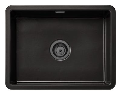 Ausmann Ceramic Ember Керамична мат черна мивка - Монтаж отгоре и отдолу 54 х 40 см с Gun metal тапа 1208971498