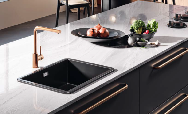 Ausmann Ceramic Ember Керамична мат черна мивка - за монтаж отгоре и отдолу 54 x 40 см с черен щепсел 1208971499