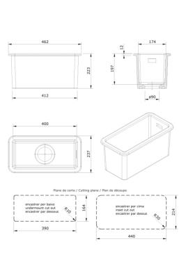 Ausmann Ceramic Ember Керамичен бял полу-мивката за горно и долно монтиране 174 х 400 мм с меден щепсел 1208971502