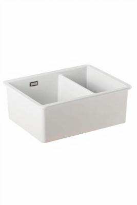 Ausmann Ceramic Ember Керамична Бяла Двойна Мивка за Вграждане и Поставяне 535 x 400 mm със Златни Тапи 1208971506