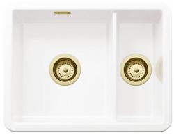 Ausmann Ceramic Ember Керамична Бяла Един и половина Мивка за Монтаж и Вграждане 495 x 370 мм със Златни Тапи 1208970736