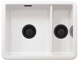 Ausmann Ceramic Ember Керамична бяла един и половина мивка за монтаж отгоре и отдолу 495 x 370 мм с черни щепсели 1208971516