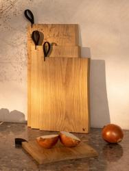 Woodsea Chop-Chop Oak S - Дъбова дъска за рязане 25x24cm с кожена дръжка 1208971539