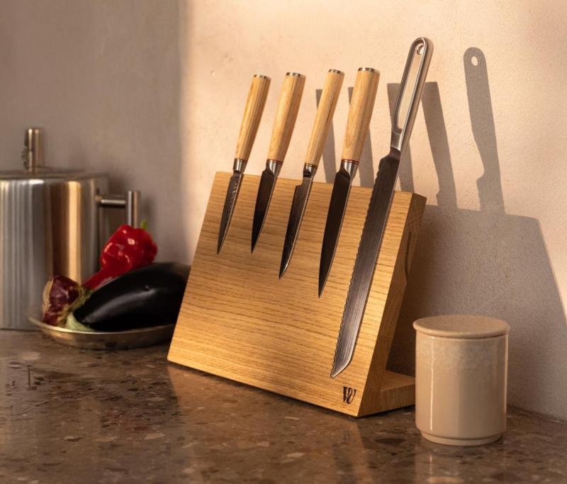 Woodsea Hold My Knife - Държач за ножове от дъбено дърво Маса 32x22 см 1208971599