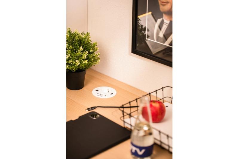 Контакт за мебели RONDO, 1xSHUKO, 1xUSB-A, 2xUSB-C, HDMI, RJ45 кабел 1.5 м, бял