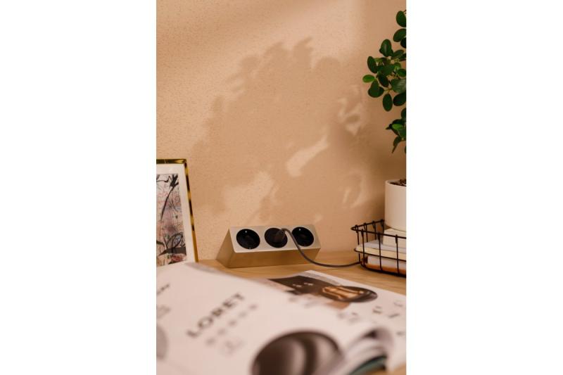 Контакт за мебели SOFITO, 2xШУКО, USB A+C, кабел 1.5 м, неръждаема стомана