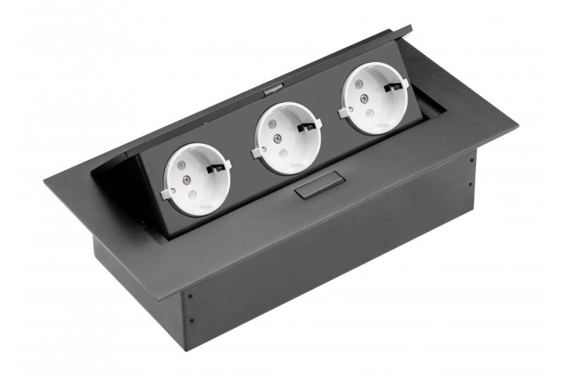 Електрическа конзола, 3xШУКО, кабел 1.5 м, черен
