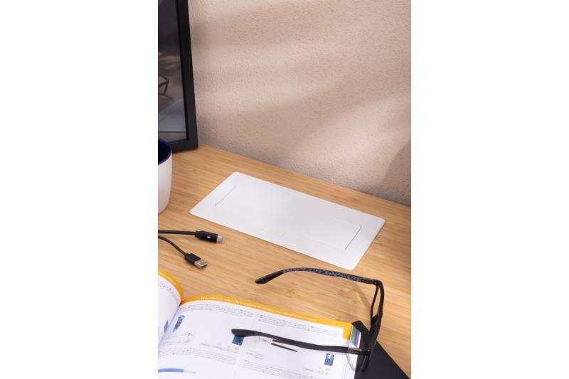 MULTISOFT мебелен контакт 2x контакт с заземяване, USB A+C, RJ45, захранващ кабел с щепсел, бял