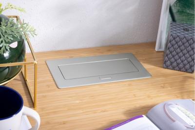 MULTISOFT мебелен контакт 2x контакт със заземяване, USB A+C, RJ45, HDMI, захранващ кабел с щепсел, алуминий