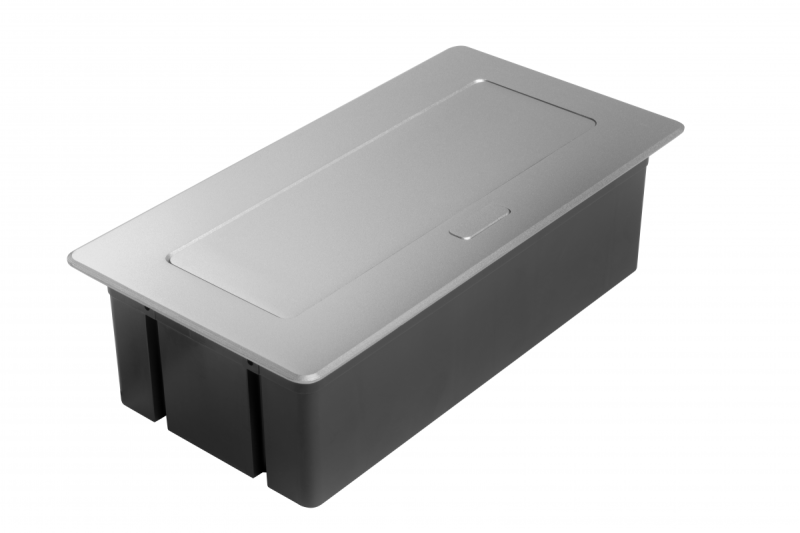 MULTISOFT мебелен контакт 2x контакт със заземяване, USB A+C, RJ45, HDMI, захранващ кабел с щепсел, алуминий