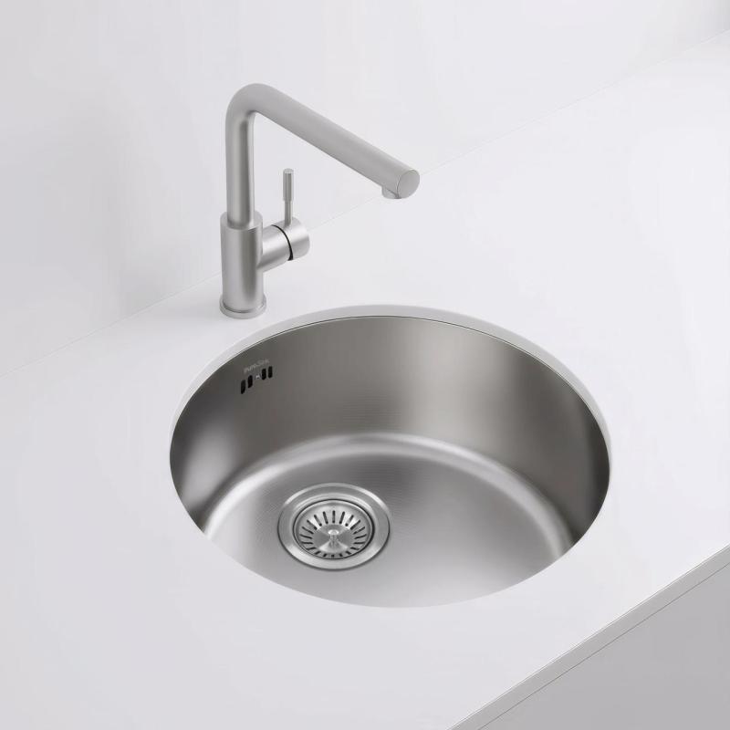 Pure.Sink Rondo RVS Кръгло мивко за вграждане, подграждане и надграждане 38 см PRN38-02