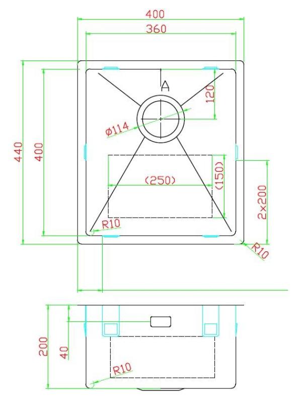Pure.Sink Luxion Медна мивка 36x40 cm за вграждане, плоско вграждане и надграждане PLX3640-62