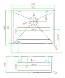 Pure.Sink Luxion неръждаема мивка 50x40 cm за вграждане, плоско вграждане и надграждане PLX5040-02