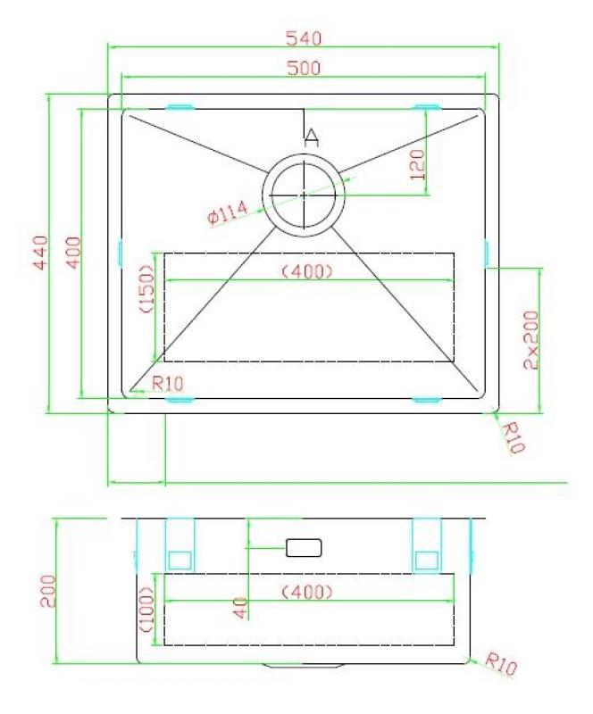 Pure.Sink Luxion неръждаема мивка 50x40 cm за вграждане, плоско вграждане и надграждане PLX5040-02
