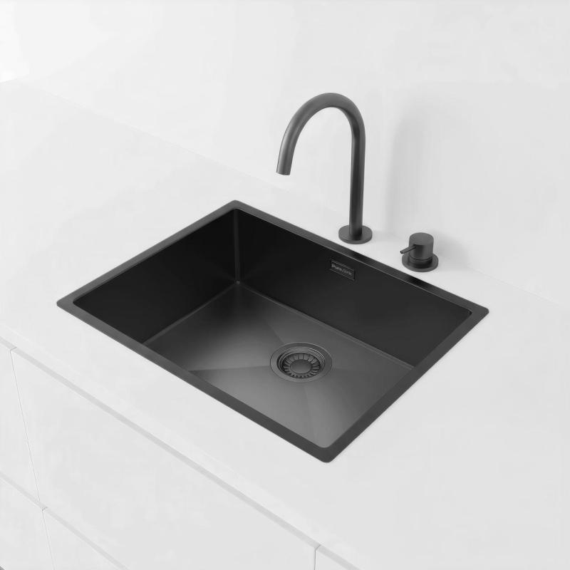 Pure.Sink Luxion PVD Черна мивка 50x40 cm за вграждане, плоско вграждане и надграждане PLX5040-63