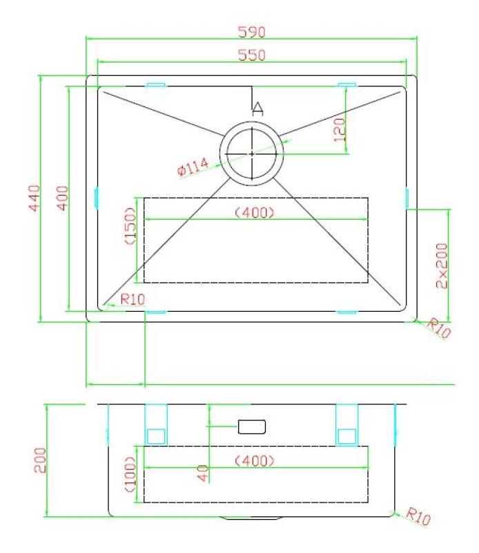 Pure.Sink Luxion Златна мивка 55x40 cm за вграждане, плоско вграждане и надграждане PLX5540-60