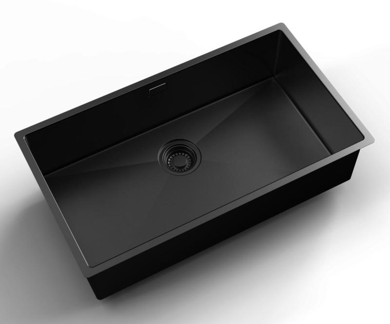 Pure.Sink Luxion Голяма PVD черна мивка 74x40 cm за вграждане, плоско вграждане и надграждане PLX7440-63