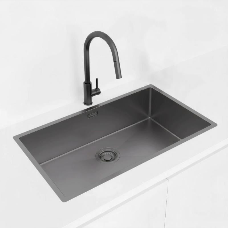 Pure.Sink Luxion Голяма мивка от метал 74x40 cm за вграждане, плоско вграждане и надграждане PLX7440-61