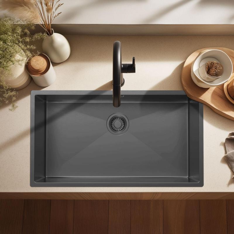 Pure.Sink Luxion Голяма мивка от метал 74x40 cm за вграждане, плоско вграждане и надграждане PLX7440-61