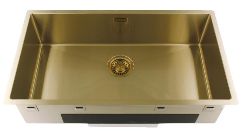 Pure.Sink Luxion Голяма златна мивка 74x40 cm за вграждане, плоско вграждане и надграждане PLX7440-60