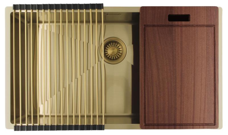 Pure.Sink Luxion Голяма златна мивка 74x40 cm за вграждане, плоско вграждане и надграждане PLX7440-60